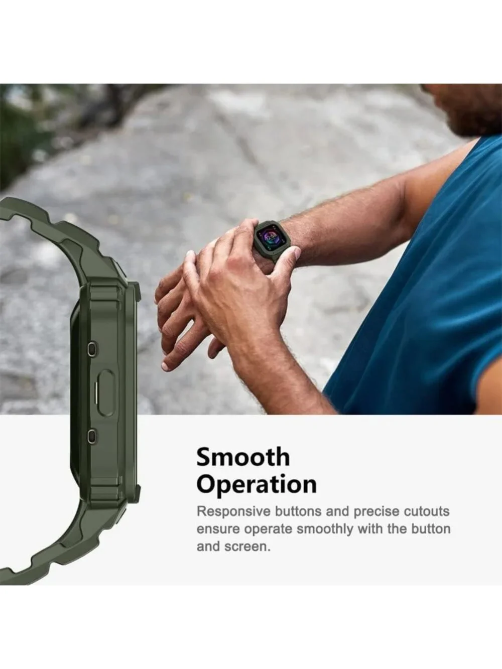 Rugged Sport Smartwatch Bands & Case for Fitbit Versa 4/3/2, Sense 2, Lite